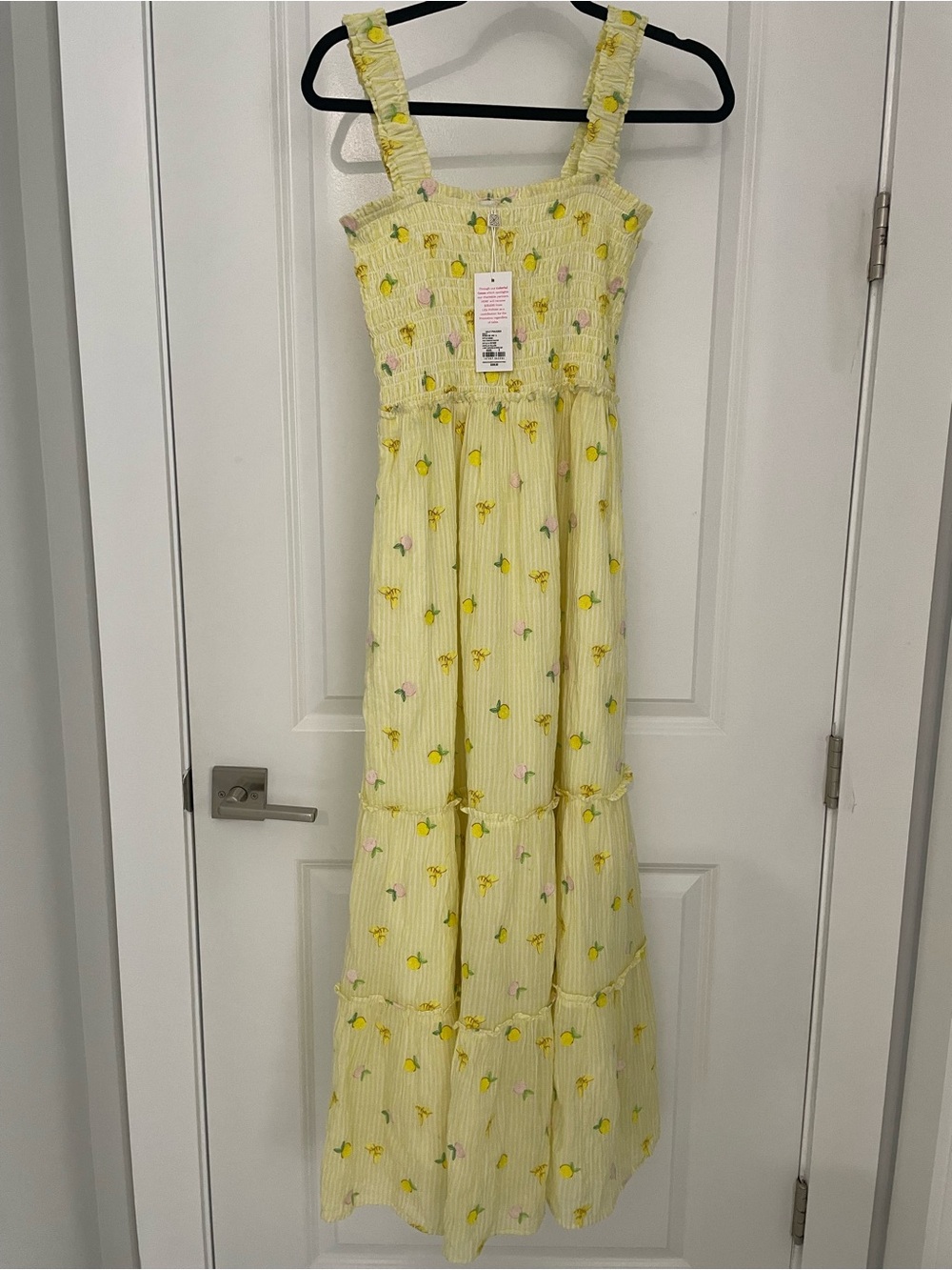 NEW Lilly Pulitzer Hadly Smocked Maxi Dress Size S Estelle Yellow Embroidered 18 - Picture 3 of 15